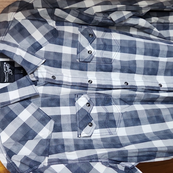 Men's XXL Blue Gray Plaid Button Up Shirt - Picture 3 of 3